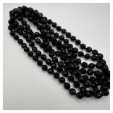 Large Long Blass Glass Faceted Round Beaded Neckla