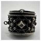 Pill Poison Prayer Box Style Locket Silver Filigre