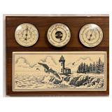 French Lighthouse Nautical Weather Station on Wood