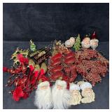 Large Mixed Christmas Ornament Lot Santa Reindeer