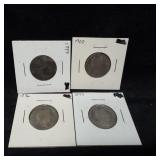 Lot of 4 US Silver Barber Quarters