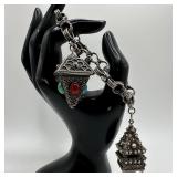 Chunky Etruscan Revival Style Colorful Stone Fob a