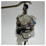 Handmade Silverwork Wire Wrapped Crystal Accent Ge