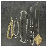 Assorted Silver and Gold Toned Costume Jewelry Nec