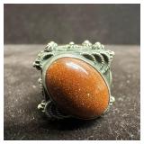 Gold Brown Sand Stone Style Ornate Floral Motif Si