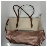 Aimee Kestenberg Leather Tote Bag Cream and Rose G