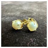 Stud Pearl 14K Yellow Gold Prong Earrings V53
