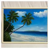 M. Gordon Signed Tropical Beach Paradise Landscape
