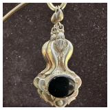 925 Sterling Black Onyx Oval Dangle Earrings L23