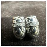 Sterling Silver Art Deco Clip Earrings Thailand 92