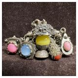 800 Silver Faux Stone Glass Cabochons Charm Bracel