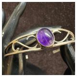 Purple Oval Amethyst Stone Silverwork Ornate Fine
