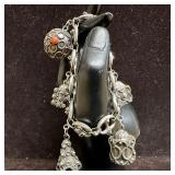 800 Silver Charm Bracelet with Ornate Charms and G
