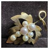 Leaf Gold Filled Wells Sterling Cultured Pearl Bro