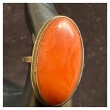 Spiny Oyster Shell Oval Setting 14K Gold Unmarked