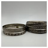 Vintage Etched and Textured Bangle Bracelet Lot Mi