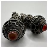 Carnelian Red Stone Cabochon 800 Silver Granulatio