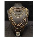 5pc Gold Afro Punk Themed Necklace Lot