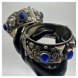 Alpaca ALP Italy Silver Tone Hinged Cuff Bracelets