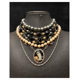 5pc Art Deco Kingfisher Necklace Lot