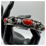 Red Orange Carnelian Cabochon Floral Design 800 Si