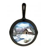 Hand Painted Cast Iron Skillet Winter Countryside