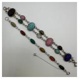 Scarab Style Multi-Stone Bracelet Lot Gold Filled