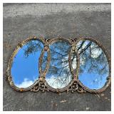 Vintage Bassett Mirror Co. Triple Oval Gold Gilt W