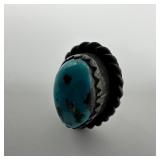 Turquoise Nugget Blue Stone Rope Bezel Earrings Si