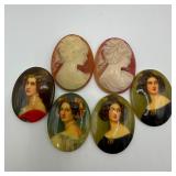 Carved Cameo and Portrait Brooch Pendant Jewelry P