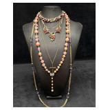 6pc Multi Colored Gold Ornate Necklace Lot