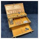 Vintage Gold Tone Jewelry Box Lift Tray Drawer and
