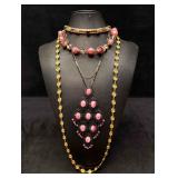 5pc Pink Black and Gold Carnival Themed Necklace L