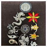 Mixed Brooch Lapel Pin Lot Figural Floral Animal E
