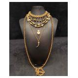 5pc Gold Jungle Themed Necklace Lot