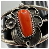 Red Coral Foliate Motif Native American Southweste