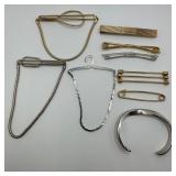 Mixed Vintage Tie Bars Tie Clips Collar Chains and