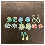 Costume Jewelry Earring Lot Rhinestone Beaded Clip