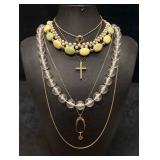 7pc Gold and Green Fantasy Necklace Lot