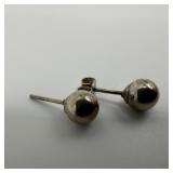 Stud Ball Sphere 14K White Gold Earrings Classic S