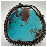 Large Turquoise Stone Cuff Bracelet Navajo Native