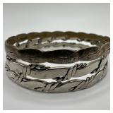 Mexico Silver Tone Twisted Rope Design Bangle Brac