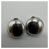 Sterling Silver Art Deco Style Puff Button Clip On