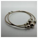 Silver Hoop Earrings Layered Stud Balls AB4