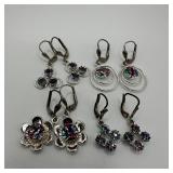 Multi-Colored Rainbow Iris Glass 835 Silver Earrin