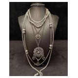 6pc Silver Eccentric Statement Necklace Lot
