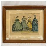 Godeys Fashions 1865 Hand-Colored Engraving Framed