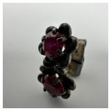 Red Sapphire Floral Shaped Flower Earrings AB3