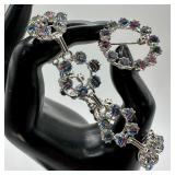 Multi-Colored Rainbow Iris Glass 835 Silver Bracel