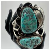 Old Pawn Design Native Navajo Style Large Turquois